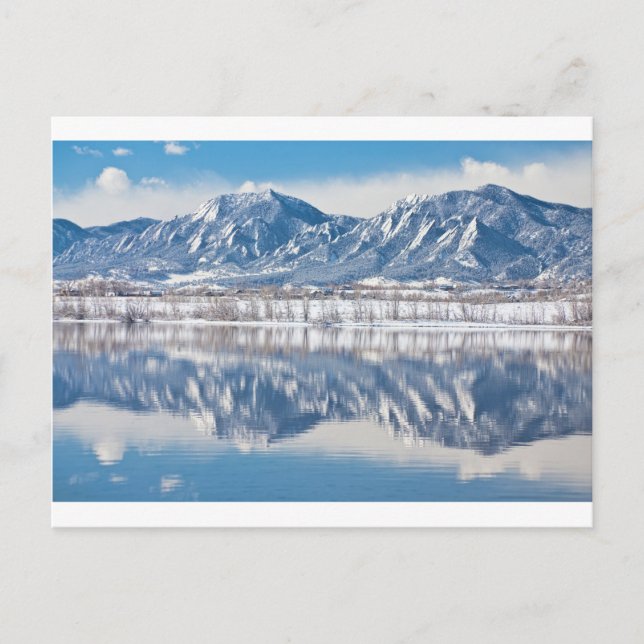 Cartão Postal Boulder Reservoir Flatirons Reflete Boulder Co (Frente)
