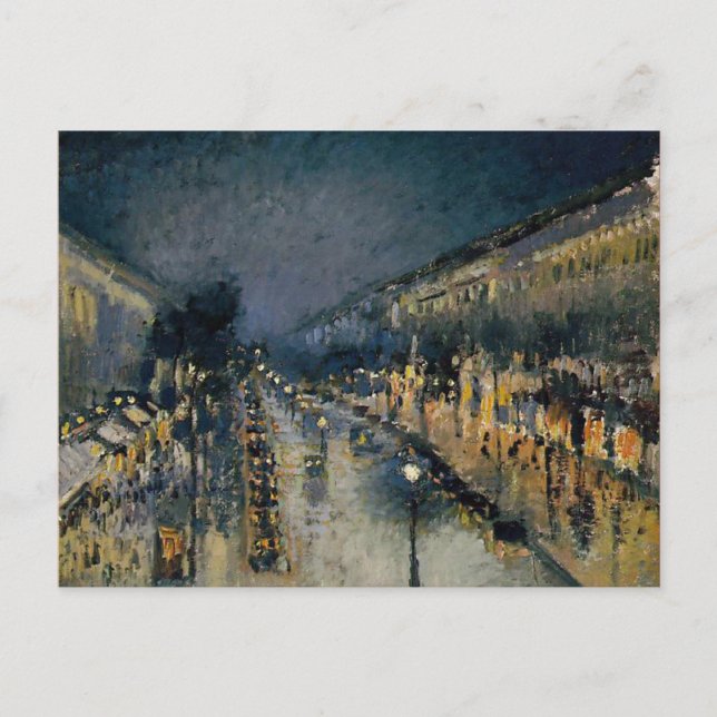 Cartão Postal Boulevarde Montmartre na Noite ~ Camille Pissarro (Frente)