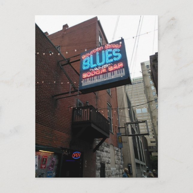 Cartão Postal Bourbon Street Blues Boogie Bar Nashville TN (Frente)