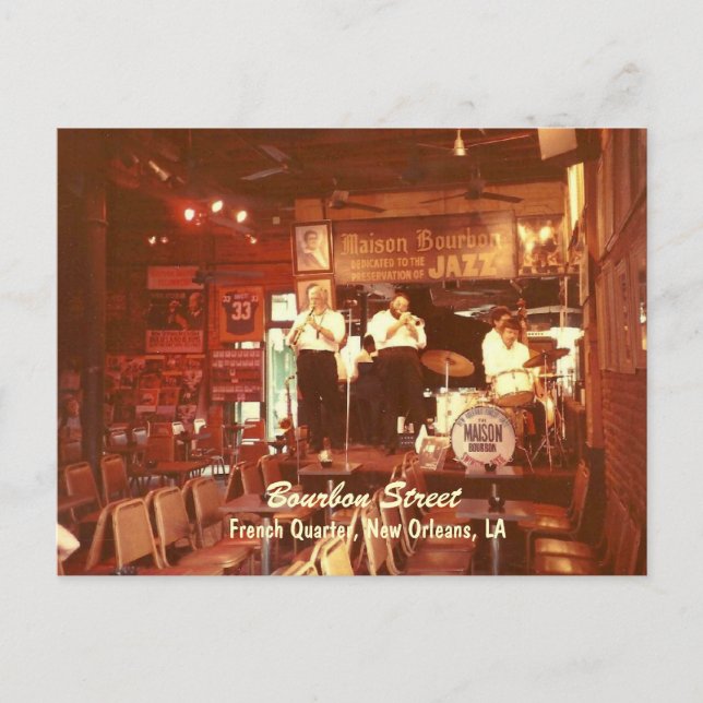 Cartão Postal Bourbon Street Jazz New Orleans, Cartão-postal (Frente)