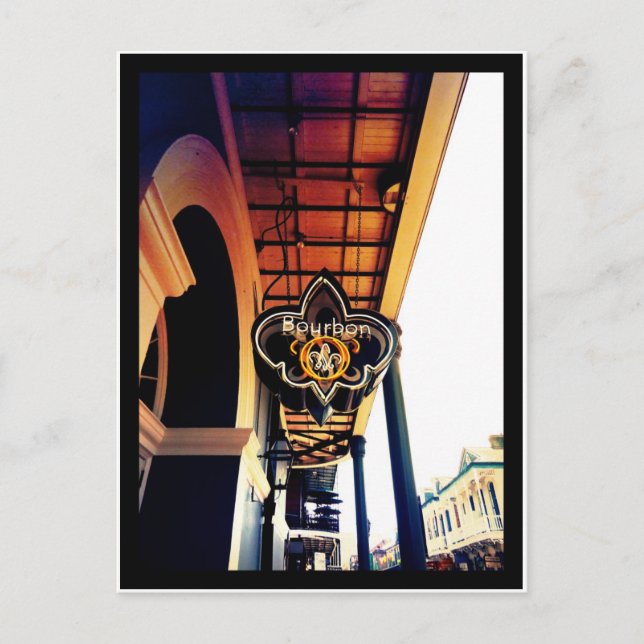 Cartão Postal Bourbon Street New Orleans - Sinal da Louisiana (Frente)