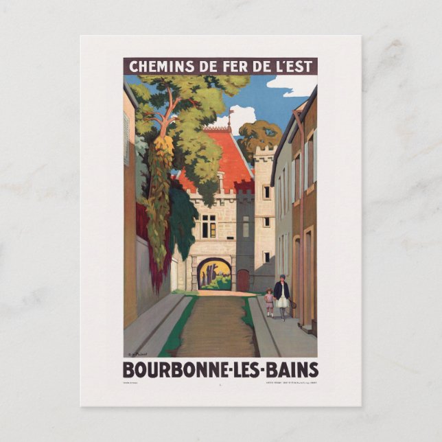 Cartão Postal Bourbonne-les-Bains Poster vintage 1930 (Frente)
