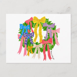 Cartão Postal Bow Merry And Bright Christmas 