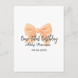Cartão Postal Bow-tiful birthday orange bow name date simple pas