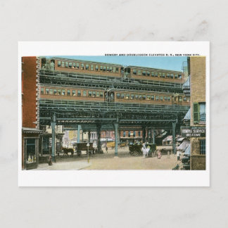 Cartão Postal Bowery e Doubledeck Elevado R.R., NYC