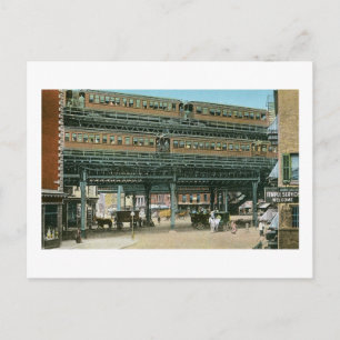 Cartão Postal Bowery e Doubledeck Elevados, Nova Iorque