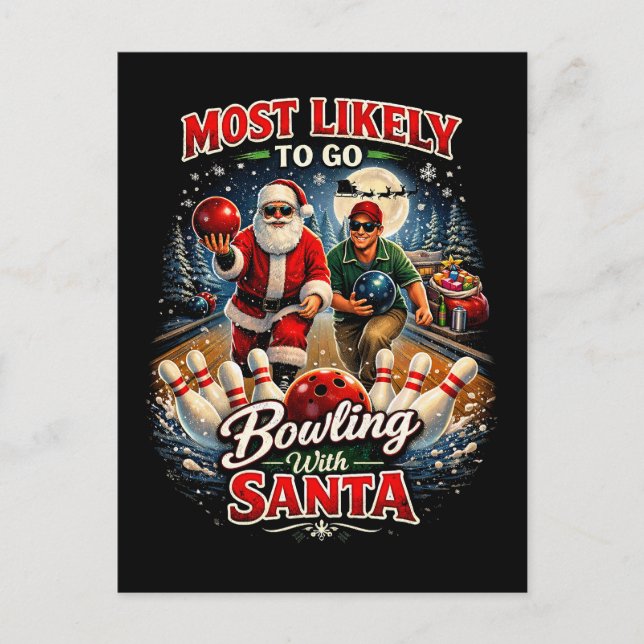 Cartão Postal Bowling with Santa (Frente)