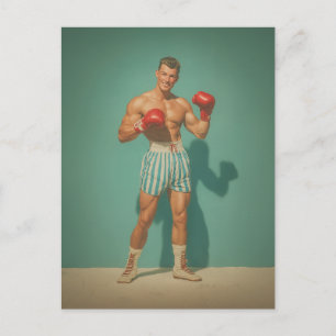 Cartão Postal Boxeador Clássico em Shorts Listrados