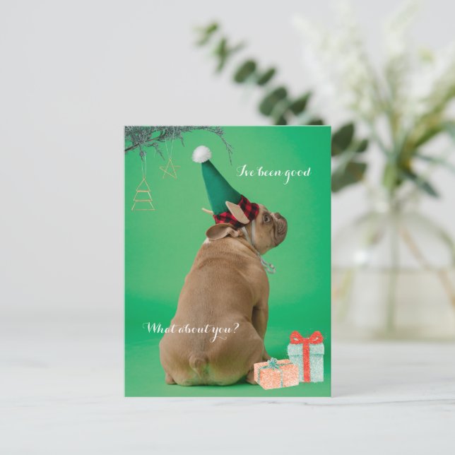 Cartão Postal Boxer Cachorro Bonito Natal Eu tenho sido um bom c (Em pé/Frente)