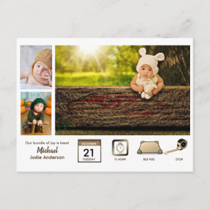 Cartão Postal BOY BABY STATS Foto Colagem Moderna Russo