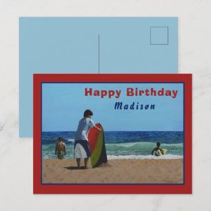 Cartão Postal Boy on The Beach Postcard - Opção Personalizada