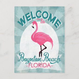 Cartão Postal Boynton Beach Flórida Flamingo Rosa Retro