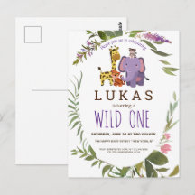 Boys Jungle Safari Animal primeiro aniversario Inv