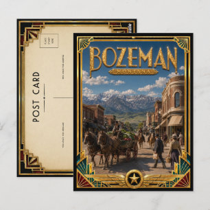 Cartão Postal Bozeman Montana Arte Deco Antigo Idade de Ouro