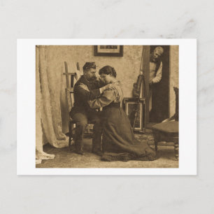 Cartão Postal Braços Ombros Antigos em Escala de Cinza Estereovi