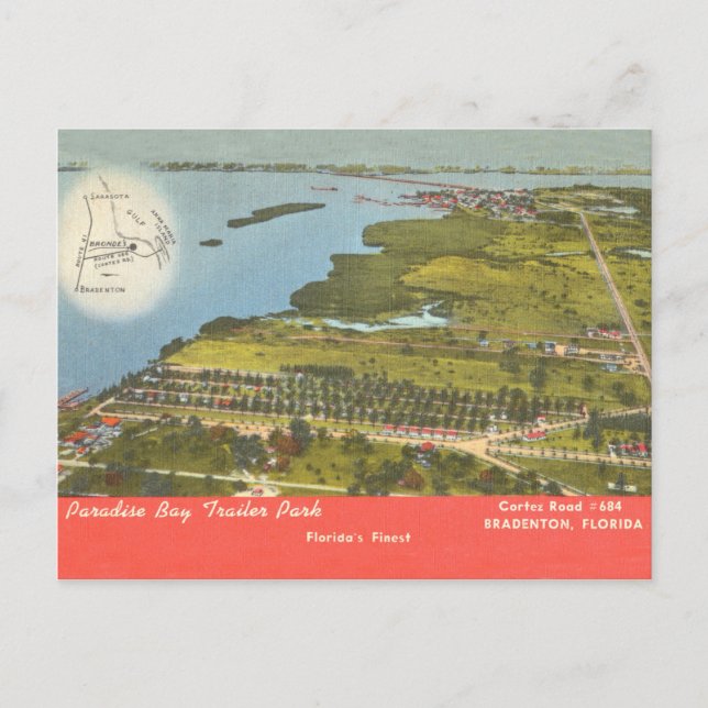 Cartão Postal Bradenton Florida vintage Paradise Park (Frente)