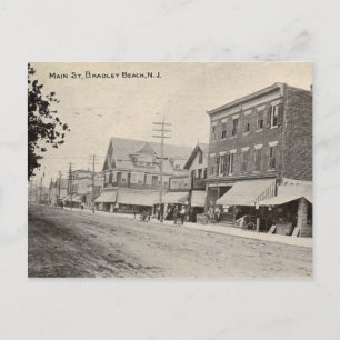 Cartão Postal Bradley Beach, Nova Jersey, Main Street, Vintage