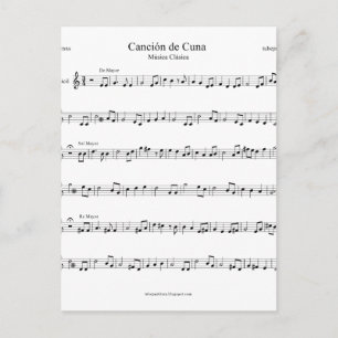Cartão Postal Brahms Lullaby Sheet Music