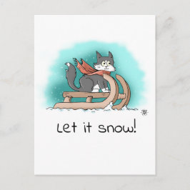 Cartão Postal Branca de Cartoon Preto e Branco na Neve