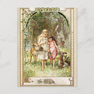 Cartão Postal Branca de neve e Rosa vermelho por Hermann Vogeltr