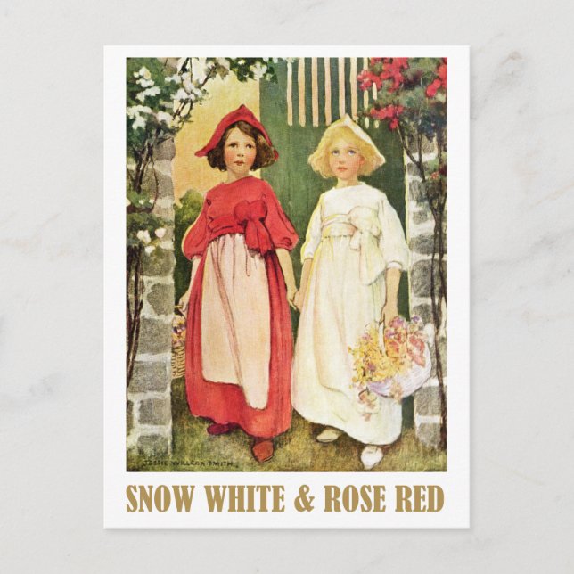 Cartão Postal Branca de Neve e Vermelho Rosa (Frente)