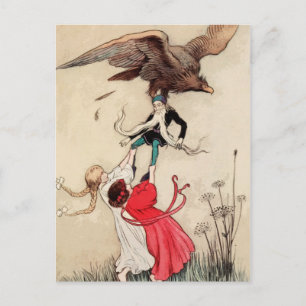 Cartão Postal Branca de Neve & Rosa Vermelha Princesa Conto de F