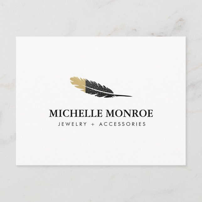 Cartão Postal Branca do Designer de Penas de Boho Dipped Boho Do (Frente)