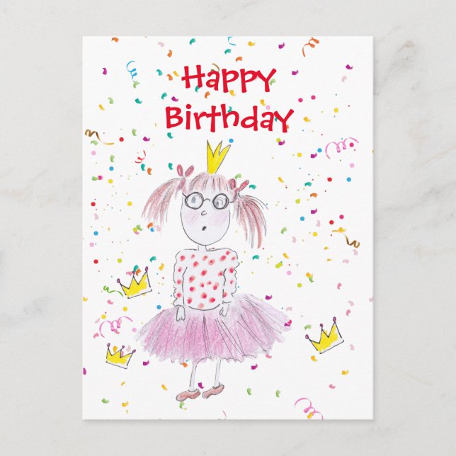 Cartão Postal Branca do Partido Confetti (Frente)