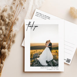 Cartão Postal Branca Simples E Com Letra Mão Obrigado