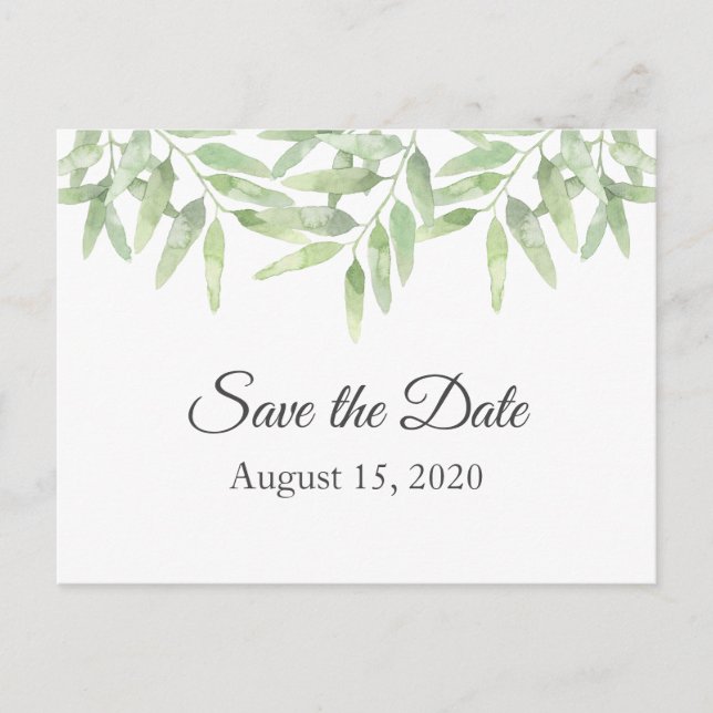 Cartão Postal Branches de Oliva. Casamento de Verão Salve a Data (Frente)