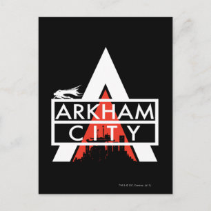 Cartão Postal Branco do logotipo da cidade Arkham