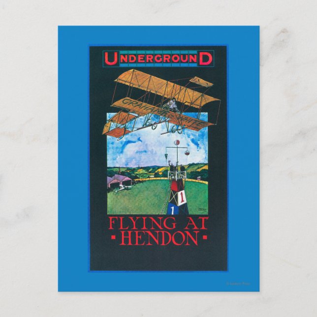 Cartão Postal Branco E Plano Sobre Poster de Aeródromo (Frente)