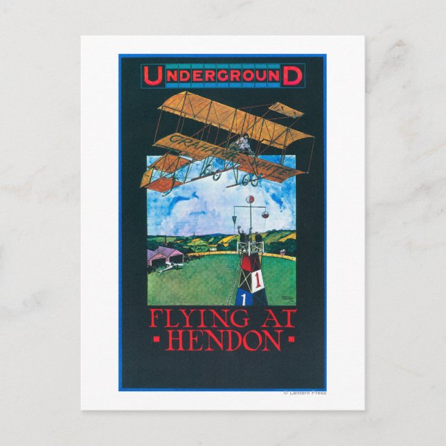 Cartão Postal Branco E Plano Sobre Poster de Aeródromo (Frente)