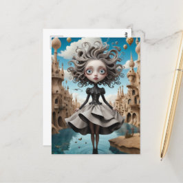 Cartão postal branco ilustrado