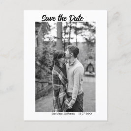 Cartão Postal branco preto salvar a data QR adicionar nome do si