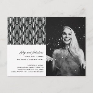 Cartão Postal Branco preto simples 50 e arte fabulosa Deco 50º