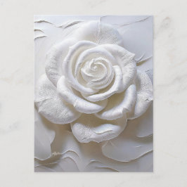 Cartão Postal Branco sobre Branco - Rosa Esculpida