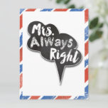 Cartão Postal Branco vermelho e azul Sra. Sempre direita<br><div class="desc">White Vermelho e Azul Eu sou Sua Sra. Vintage! Postes isso no Popsicle Sticks para uma foto divertida para o seu dia de casamento ou um furo de decoração de mesas divertida e usar o gêmeo para pendurar nas suas cadeiras na recepção</div>