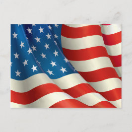 Cartão Postal Branco vermelho e bandeira de ondulação azul dos