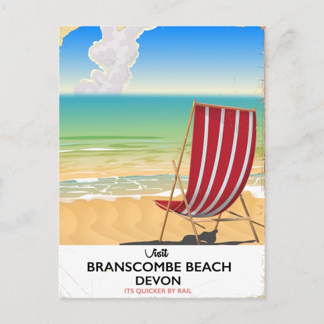 Cartão Postal Branscombe Beach Devon vintage poster (Frente)