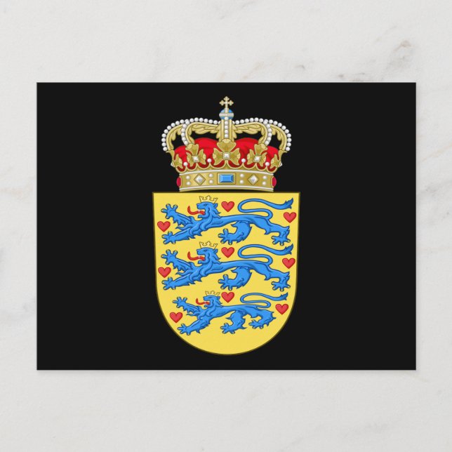 Cartão Postal brasão de armas da Dinamarca (Frente)