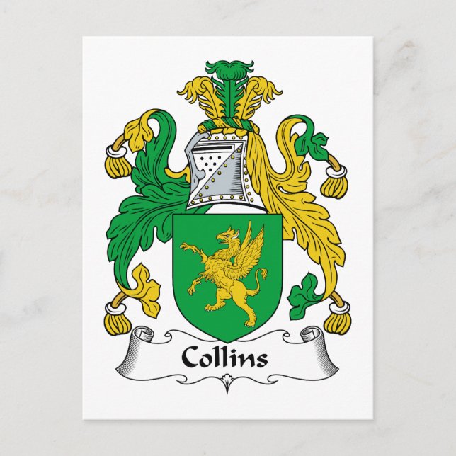 Cartão Postal Brasão de Armas da Família Collins (Frente)