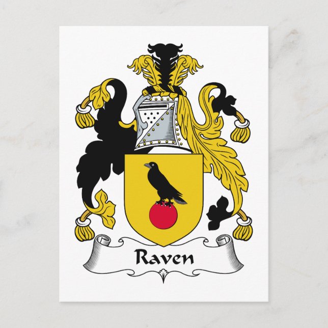 Cartão Postal Brasão de Armas da Família Raven (Frente)
