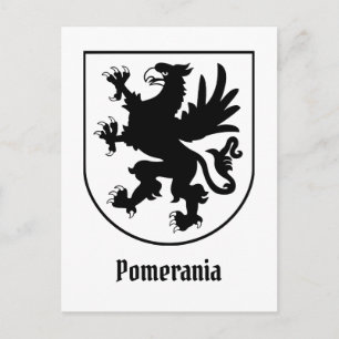 Cartão Postal Brasão de Armas da Pomerânia Preto e Branco Heráld