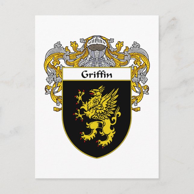 Cartão Postal Brasão de Armas de Griffin (com manto) (Frente)