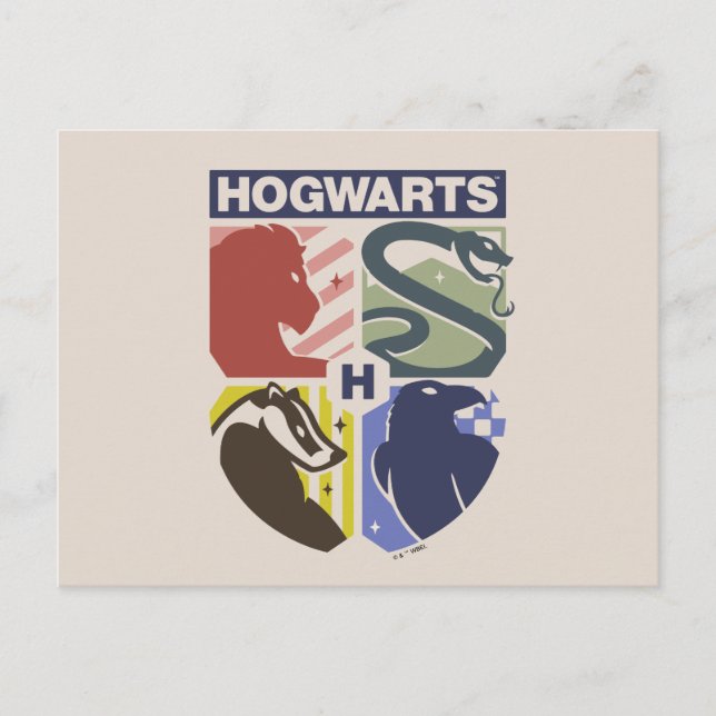 Cartão Postal Brasão Estampado Vintage HOGWARTS™ (Frente)