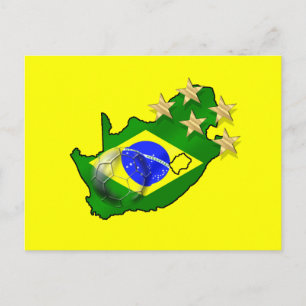 Cartão Postal Brasil Bandeira África do Sul Mapa presentes bras