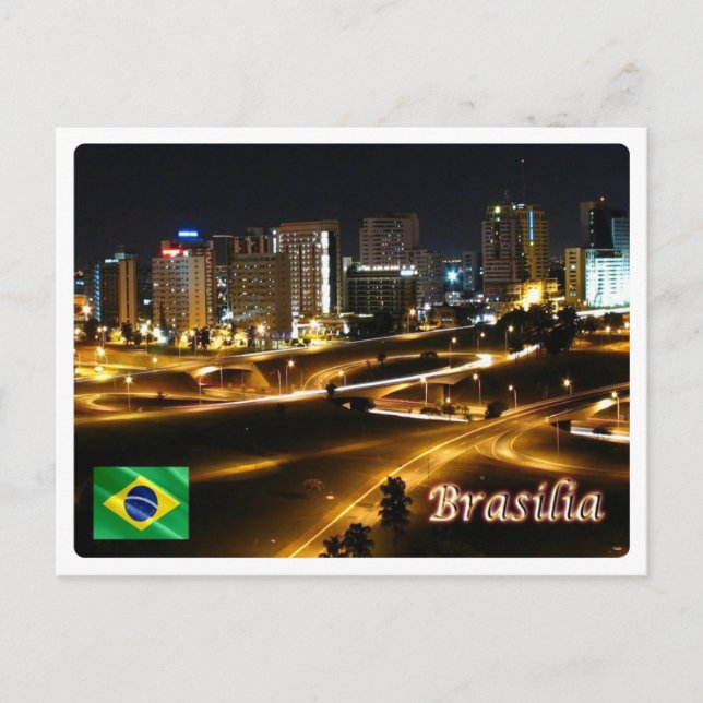 Cartão Postal Brasil - Brasília pela Noite - (Frente)