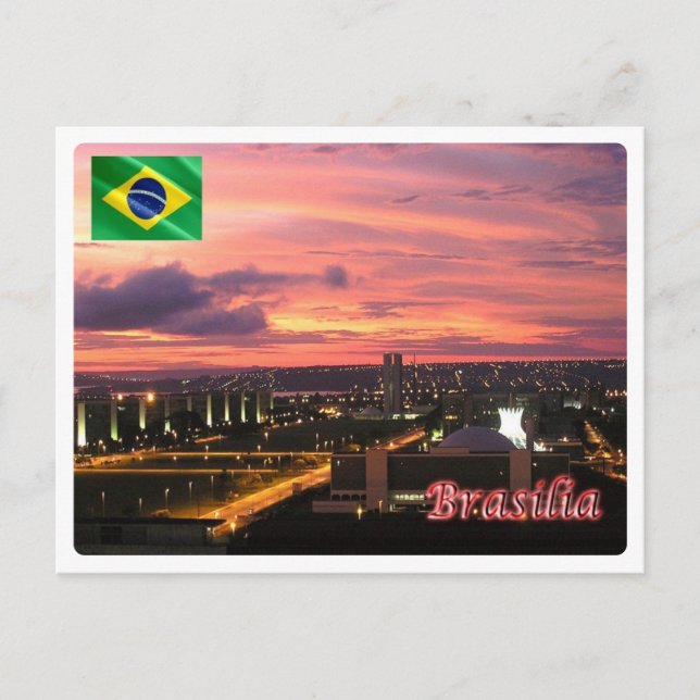 Cartão Postal Brasil - Brasília pela Noite - (Frente)