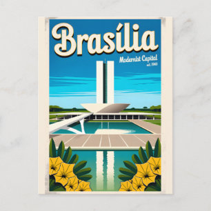 Cartão Postal Brasília Brasil Modernista Capital Retro Vintage